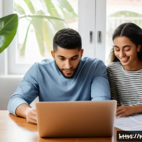 주택담보대출 리파이낸싱 전략 - A modern Brazilian family sitting at a dining table with a laptop and financial documents spread out...