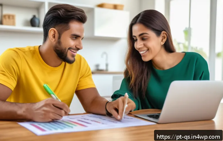주택담보대출의 대출 조건 개선하기 - A professional Brazilian couple reviewing home financing documents at a modern wooden table in a bri...