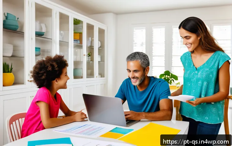 주택담보대출의 법적 절차 이해하기 - A modern Brazilian family sitting at a dining table in a bright, well-organized home office, reviewi...