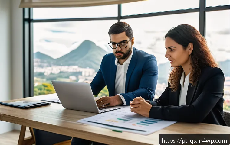 주택담보대출의 변동금리와 고정금리 선택 전략 - A professional Brazilian couple reviewing mortgage financing options at a modern home office, with f...